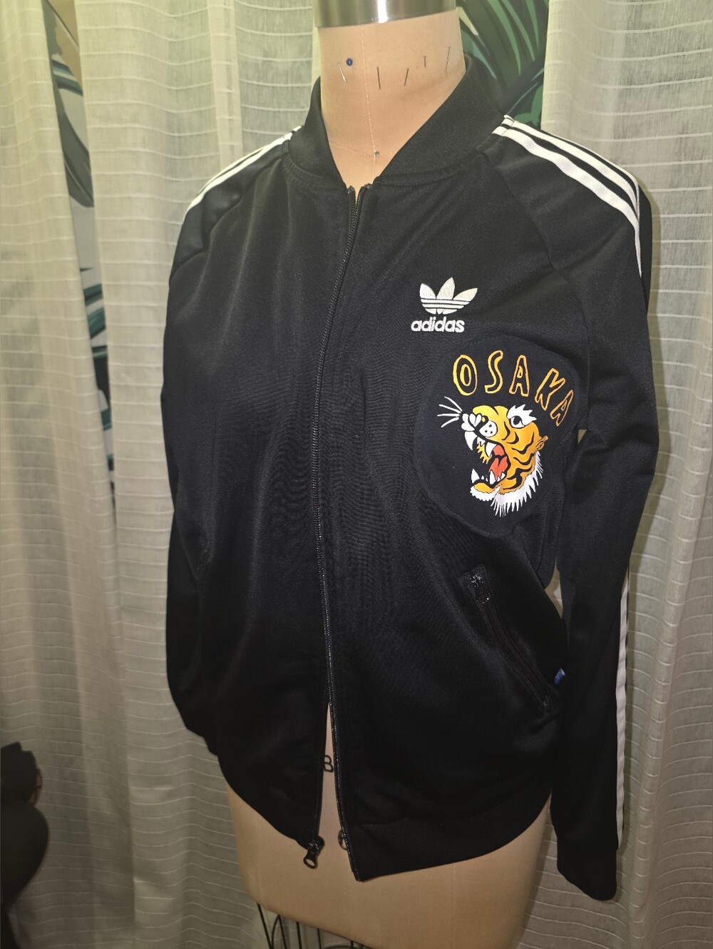 adidas Black Track Jacket with Yellow Osaka Tiger Patch